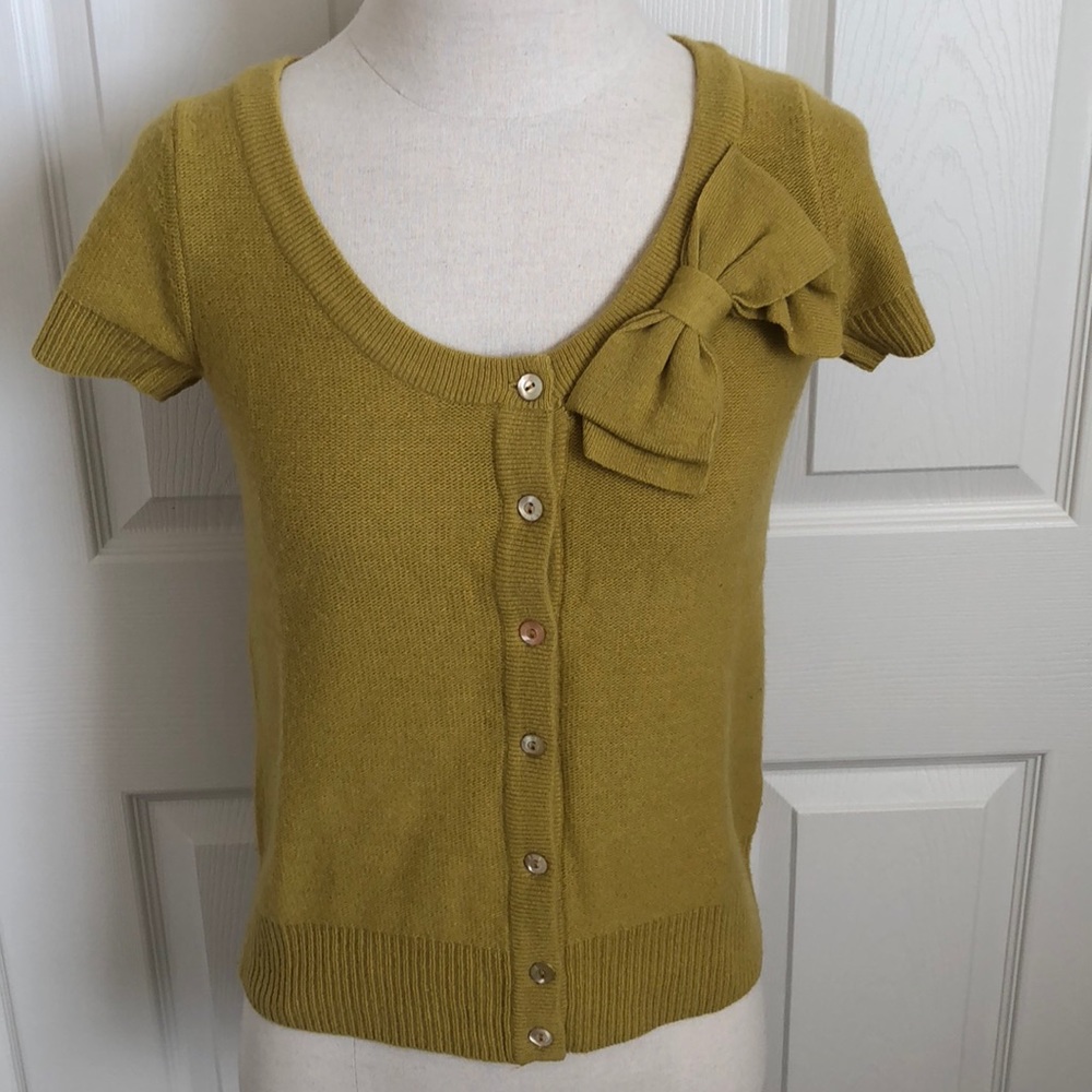 J.crew bow-detailed short sleeve cardigan